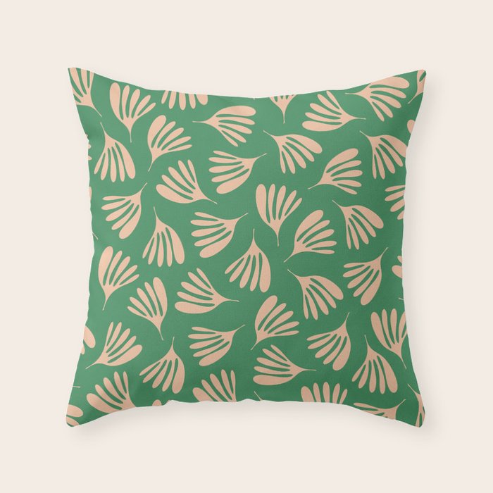 Green and Blush Wispy Leaves Contemporary Modern Pattern Throw Pillow Gallery Image 6