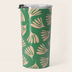Green and Blush Wispy Leaves Contemporary Modern Pattern Travel Mug Gallery Image 3