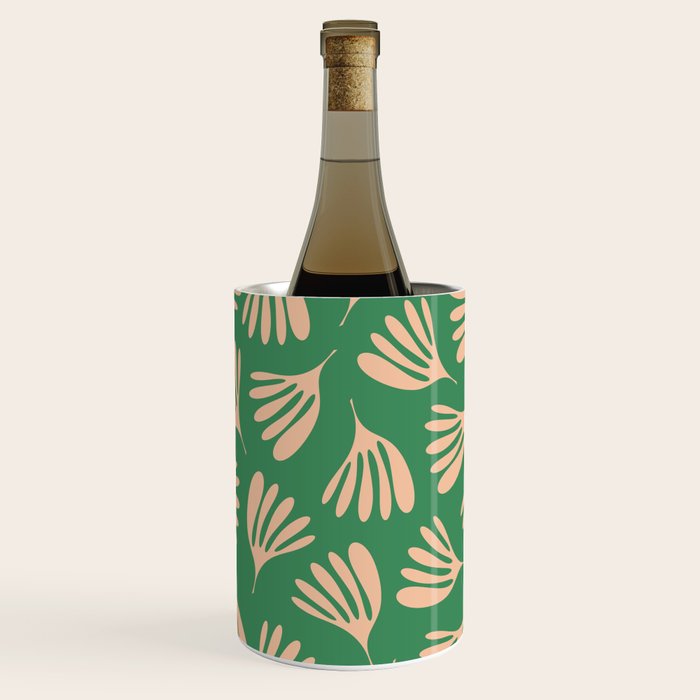 Green and Blush Wispy Leaves Contemporary Modern Pattern Wine Chiller Gallery Image 2
