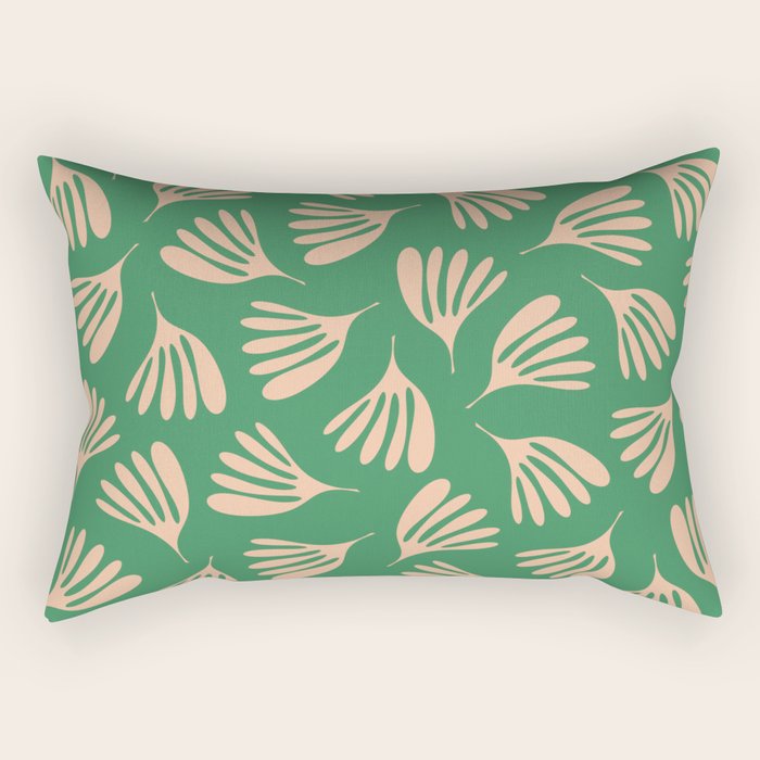 Green and Blush Wispy Leaves Contemporary Modern Pattern Rectangular Pillow Gallery Image 1