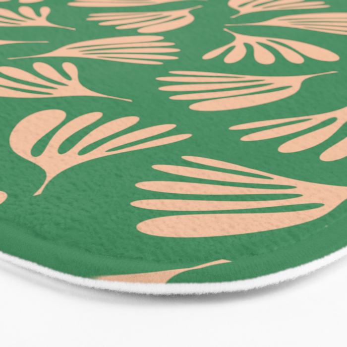 Green and Blush Wispy Leaves Contemporary Modern Pattern Bath Mat Gallery Image 3