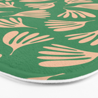 Green and Blush Wispy Leaves Contemporary Modern Pattern Bath Mat Gallery Image 3