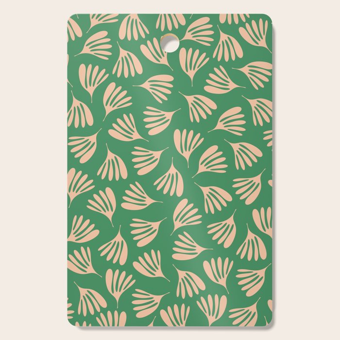 Green and Blush Wispy Leaves Contemporary Modern Pattern Cutting Board Gallery Image 1
