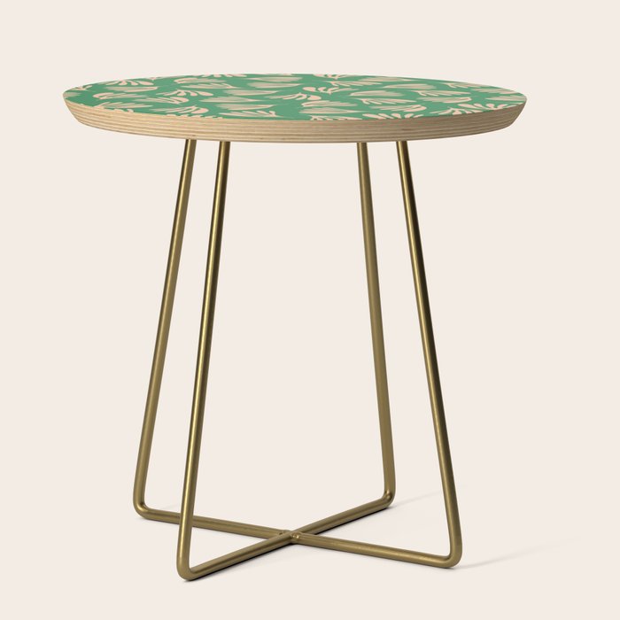 Green and Blush Wispy Leaves Contemporary Modern Pattern Side Table Gallery Image 1