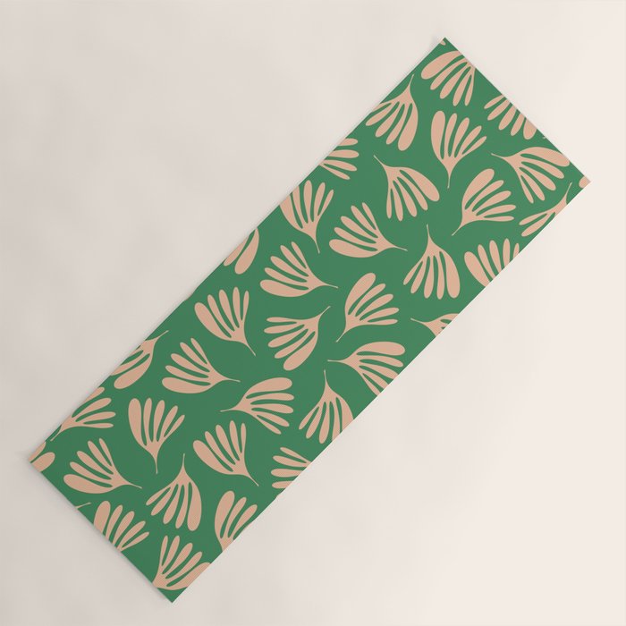 Green and Blush Wispy Leaves Contemporary Modern Pattern Yoga Mat Gallery Image 1