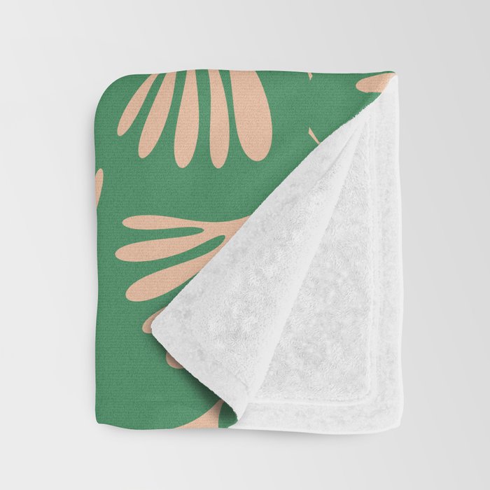 Green and Blush Wispy Leaves Contemporary Modern Pattern Throw Blanket Gallery Image 3