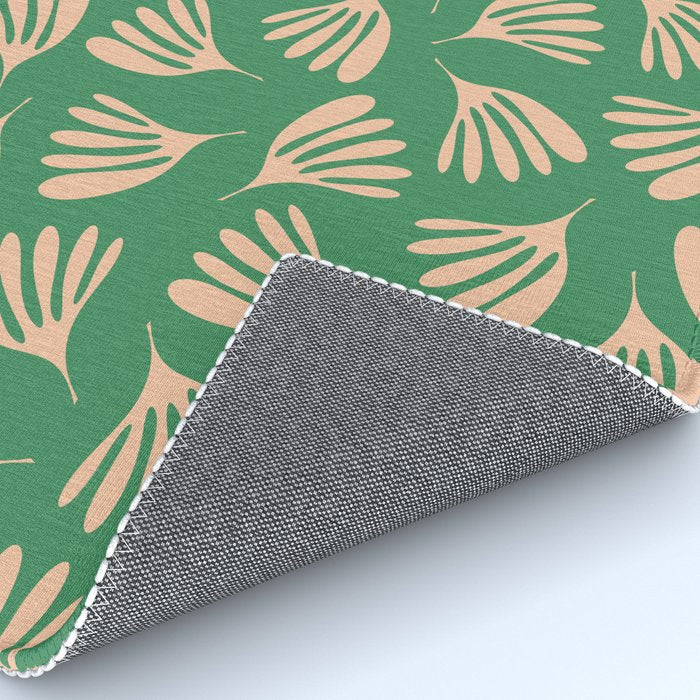 Green and Blush Wispy Leaves Contemporary Modern Pattern Rug Gallery Image 4