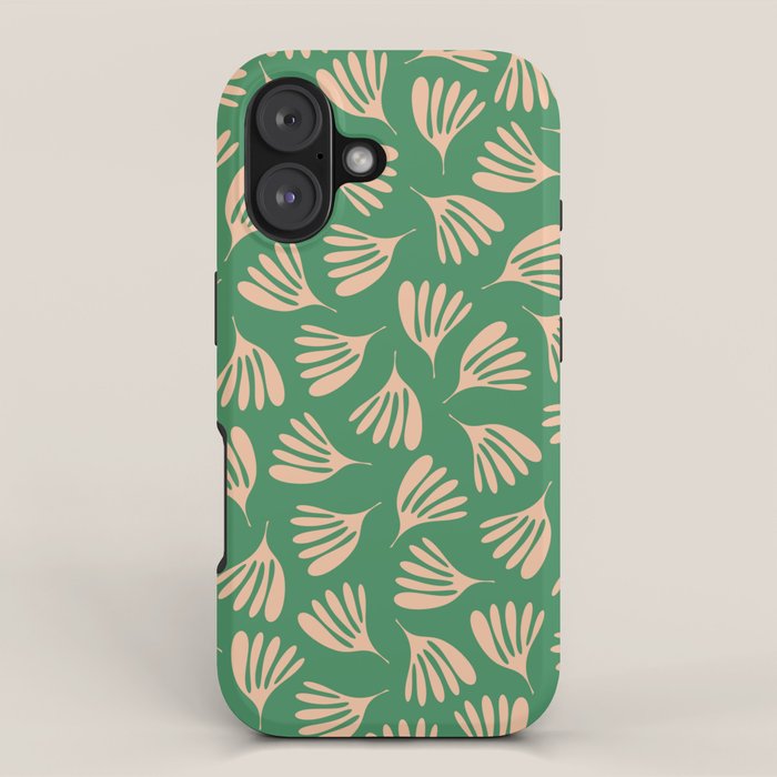Green and Blush Wispy Leaves Contemporary Modern Pattern iPhone Case Gallery Image 1