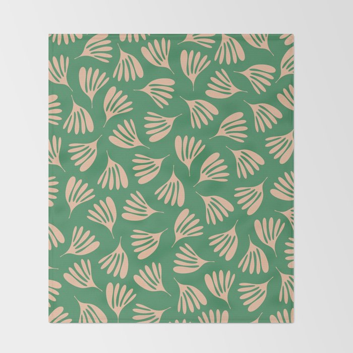 Green and Blush Wispy Leaves Contemporary Modern Pattern Throw Blanket Gallery Image 2