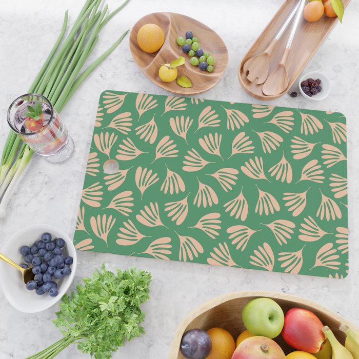 Green and Blush Wispy Leaves Contemporary Modern Pattern Cutting Board Gallery Image 2