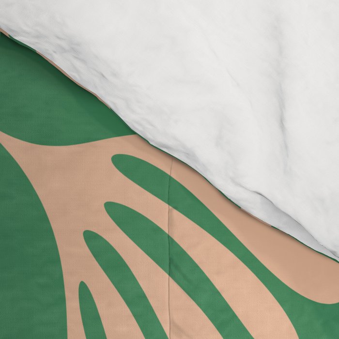 Green and Blush Wispy Leaves Contemporary Modern Pattern Comforter Gallery Image 4