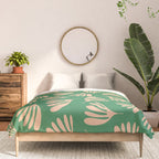 Green and Blush Wispy Leaves Contemporary Modern Pattern Comforter Gallery Image 3