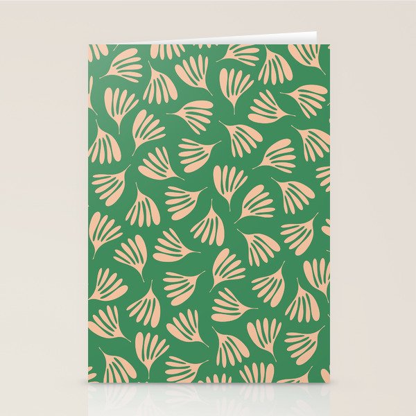Green and Blush Wispy Leaves Contemporary Modern Pattern Stationery Card Gallery Image 2