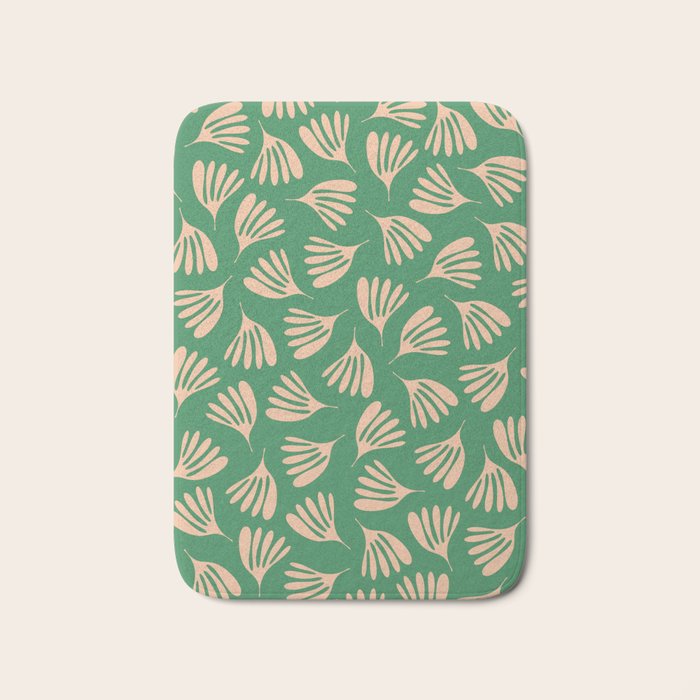 Green and Blush Wispy Leaves Contemporary Modern Pattern Bath Mat Gallery Image 1