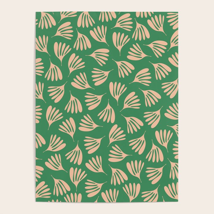Green and Blush Wispy Leaves Contemporary Modern Pattern Poster Gallery Image 4