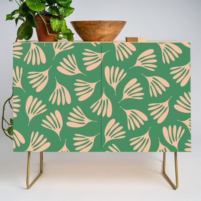 Green and Blush Wispy Leaves Contemporary Modern Pattern Credenza Gallery Image 1