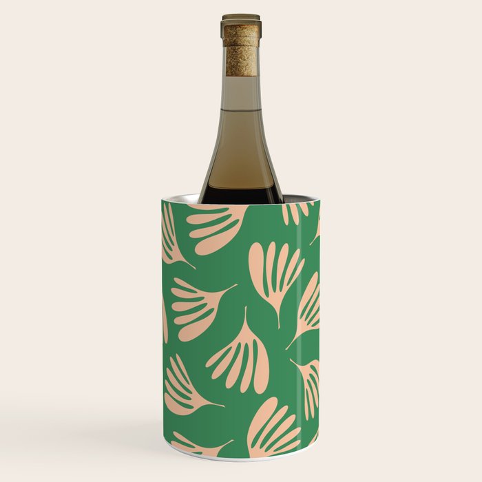 Green and Blush Wispy Leaves Contemporary Modern Pattern Wine Chiller Gallery Image 1