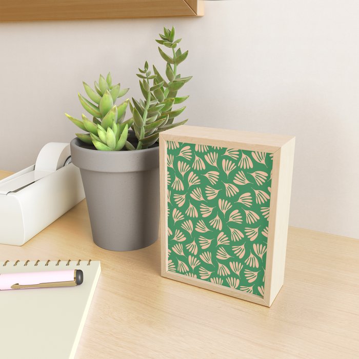 Green and Blush Wispy Leaves Contemporary Modern Pattern Mini Art Print Gallery Image 2