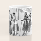 Victorian Ski Ladies, Black and White Vintage Art Coffee Mug Gallery Image 4