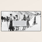 Victorian Ski Ladies, Black and White Vintage Art Desk Mat Gallery Image 1