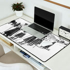 Victorian Ski Ladies, Black and White Vintage Art Desk Mat Gallery Image 2