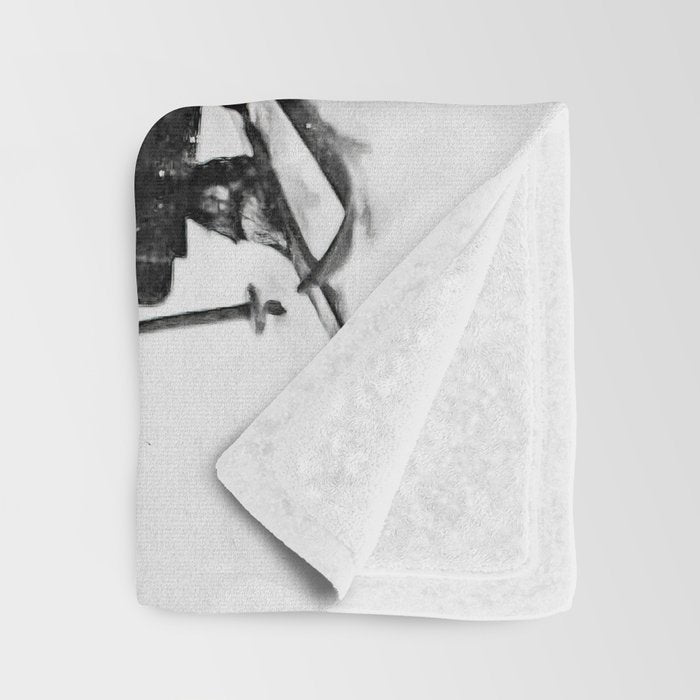 Victorian Ski Ladies, Black and White Vintage Art Throw Blanket Gallery Image 3