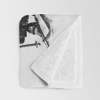 Victorian Ski Ladies, Black and White Vintage Art Throw Blanket Gallery Image 3