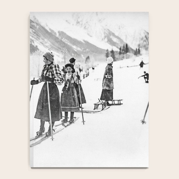 Victorian Ski Ladies, Black and White Vintage Art Notebook Gallery Image 4