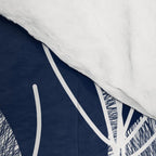 Etched Leaves Botanical Pattern in White and Nautical Navy Blue Comforter Gallery Image 4