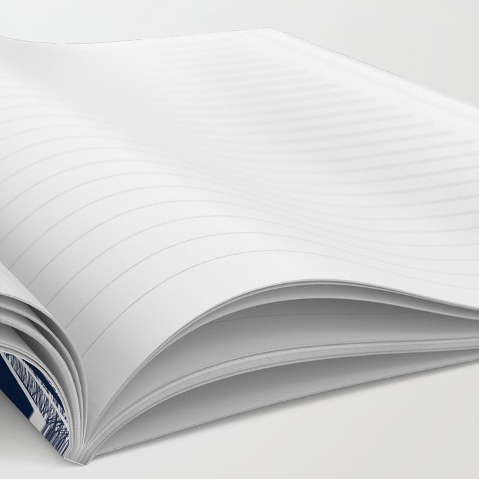 Etched Leaves Botanical Pattern in White and Nautical Navy Blue Notebook Gallery Image 2