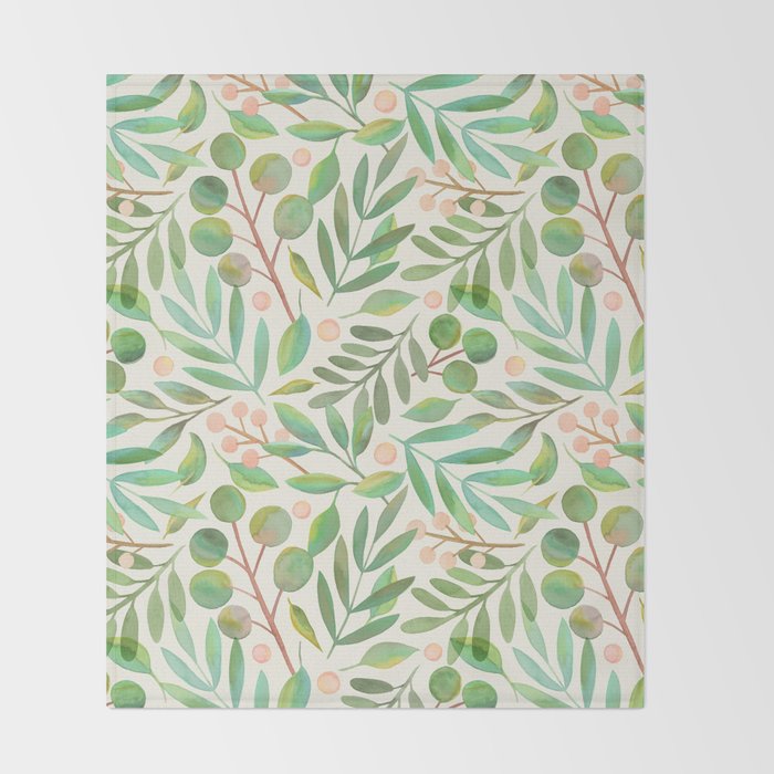 Watercolor Leaves II Throw Blanket Gallery Image 2
