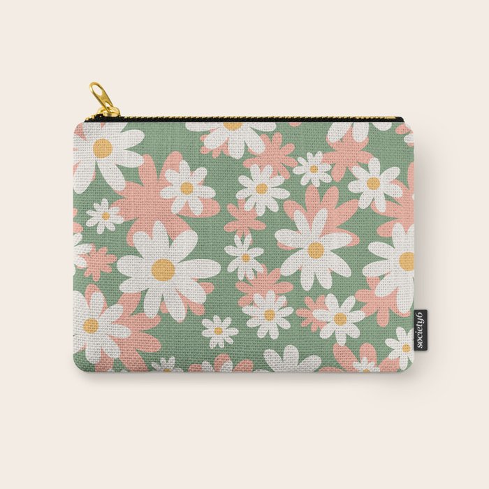 Flower Market London, Pastel Daisies Retro Print Carry All Pouch Gallery Image 1