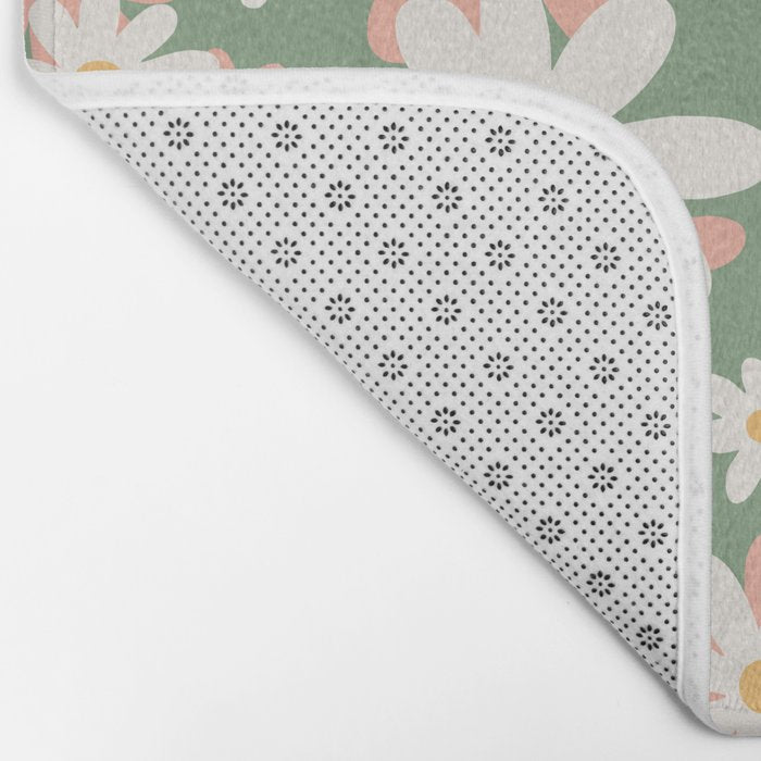 Flower Market London, Pastel Daisies Retro Print Bath Mat Gallery Image 2