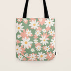 Flower Market London, Pastel Daisies Retro Print Tote Bag Gallery Image 1