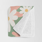 Flower Market London, Pastel Daisies Retro Print Throw Blanket Gallery Image 3
