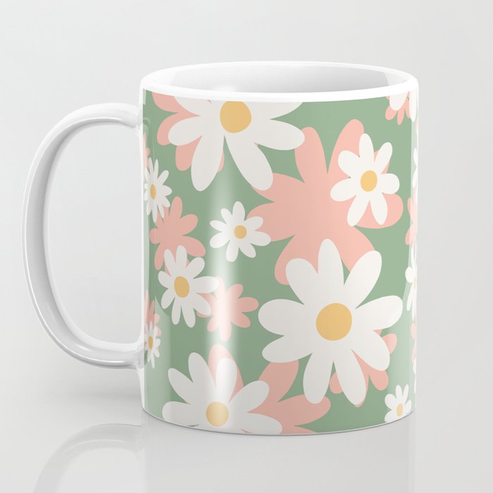 Flower Market London, Pastel Daisies Retro Print Coffee Mug Gallery Image 3