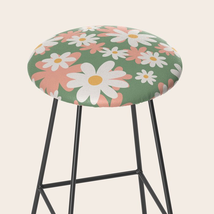 Flower Market London, Pastel Daisies Retro Print Stool Gallery Image 2