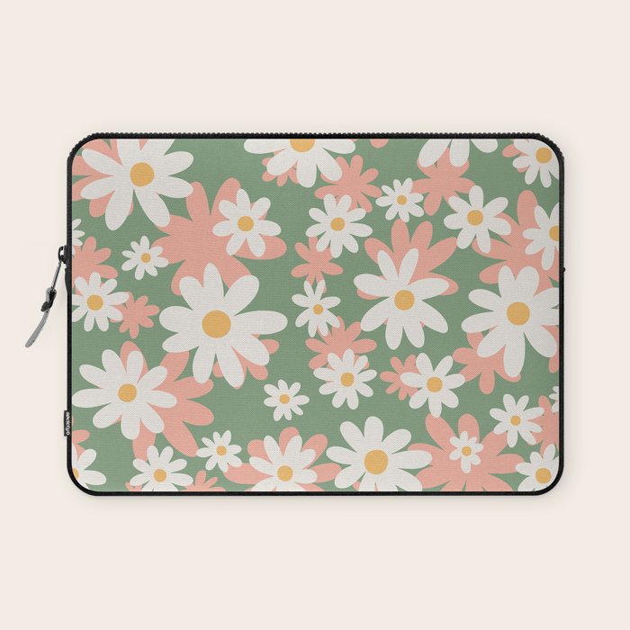 Flower Market London, Pastel Daisies Retro Print Laptop Sleeve Gallery Image 1