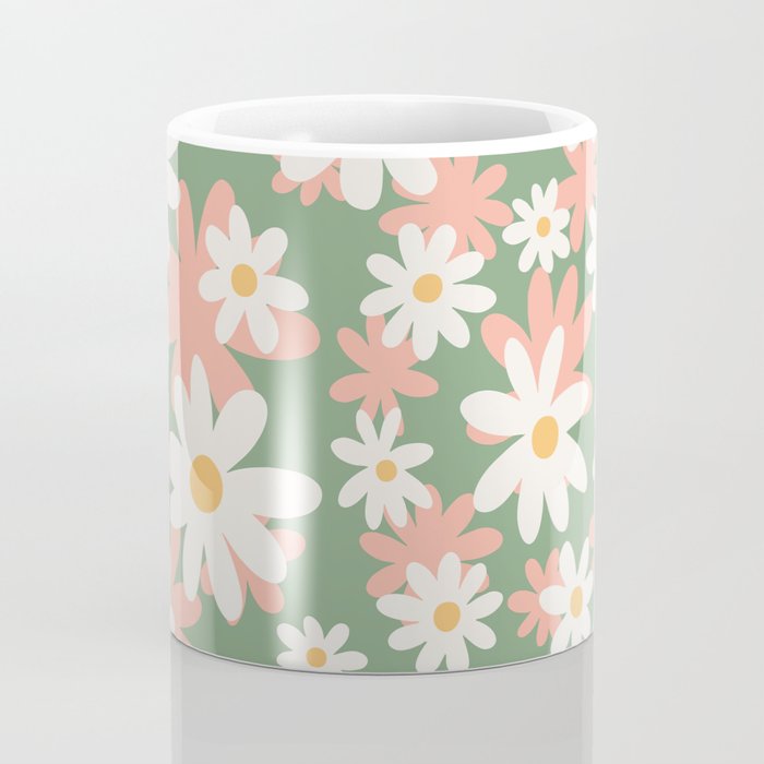Flower Market London, Pastel Daisies Retro Print Coffee Mug Gallery Image 4