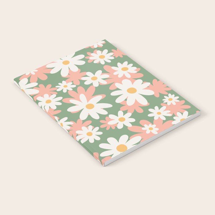 Flower Market London, Pastel Daisies Retro Print Notebook Gallery Image 1
