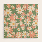 Flower Market London, Pastel Daisies Retro Print Wood Wall Art Gallery Image 1