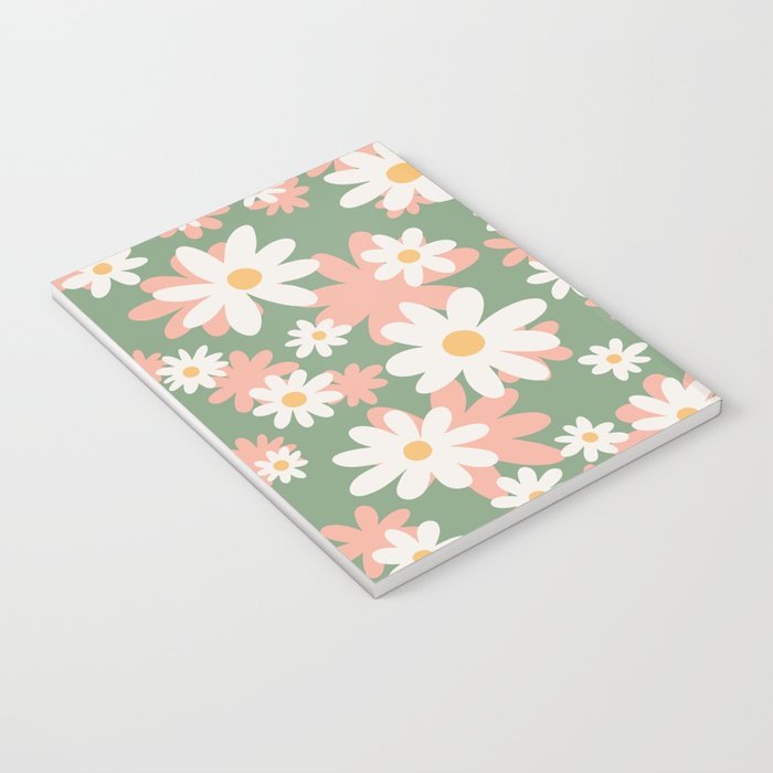 Flower Market London, Pastel Daisies Retro Print Notebook Gallery Image 3