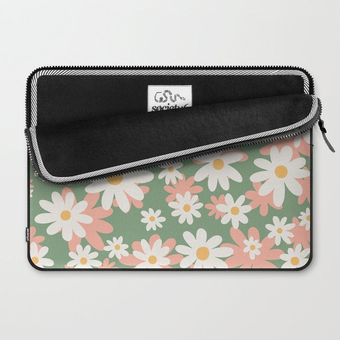 Flower Market London, Pastel Daisies Retro Print Laptop Sleeve Gallery Image 2