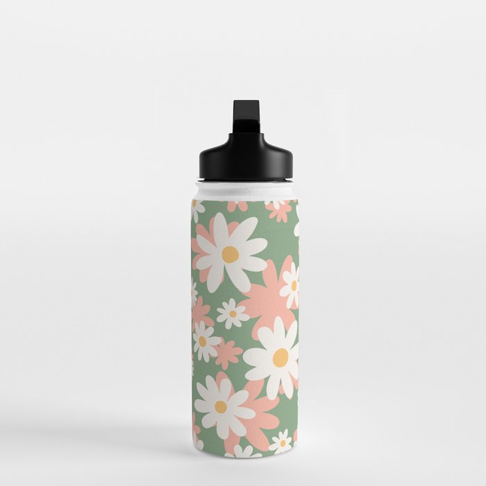 Flower Market London, Pastel Daisies Retro Print Water Bottle Gallery Image 3