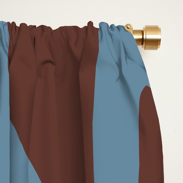 Midcentury Modern Retro Lounge Striped Ogee Pattern Brown and Blue Window Curtain Gallery Image 2