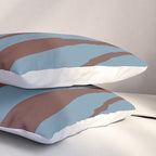 Midcentury Modern Retro Lounge Striped Ogee Pattern Brown and Blue Pillow Sham Gallery Image 3