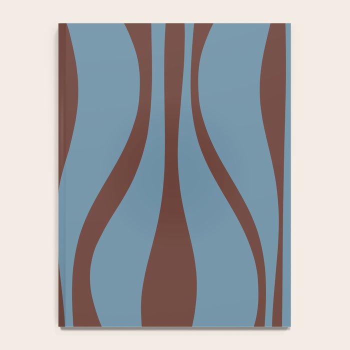 Midcentury Modern Retro Lounge Striped Ogee Pattern Brown and Blue Notebook Gallery Image 4