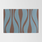 Midcentury Modern Retro Lounge Striped Ogee Pattern Brown and Blue Rug Gallery Image 2