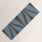 Midcentury Modern Retro Lounge Striped Ogee Pattern Brown and Blue Yoga Mat Gallery Image 1