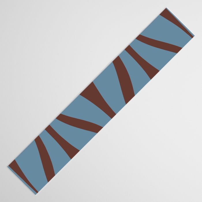 Midcentury Modern Retro Lounge Striped Ogee Pattern Brown and Blue Table Runner Gallery Image 3